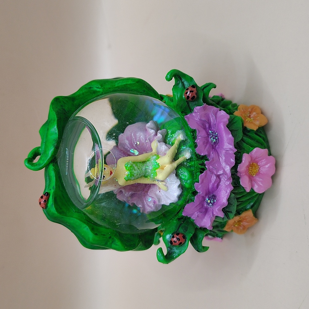Tinkerbell Mini Snowglobe Ladybugs & Flowers Authentic Original Disney Parks 3"